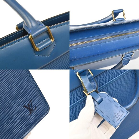 LOUIS VUITTON LV Logo Riviera Hand Bag Epi Leather Blue France